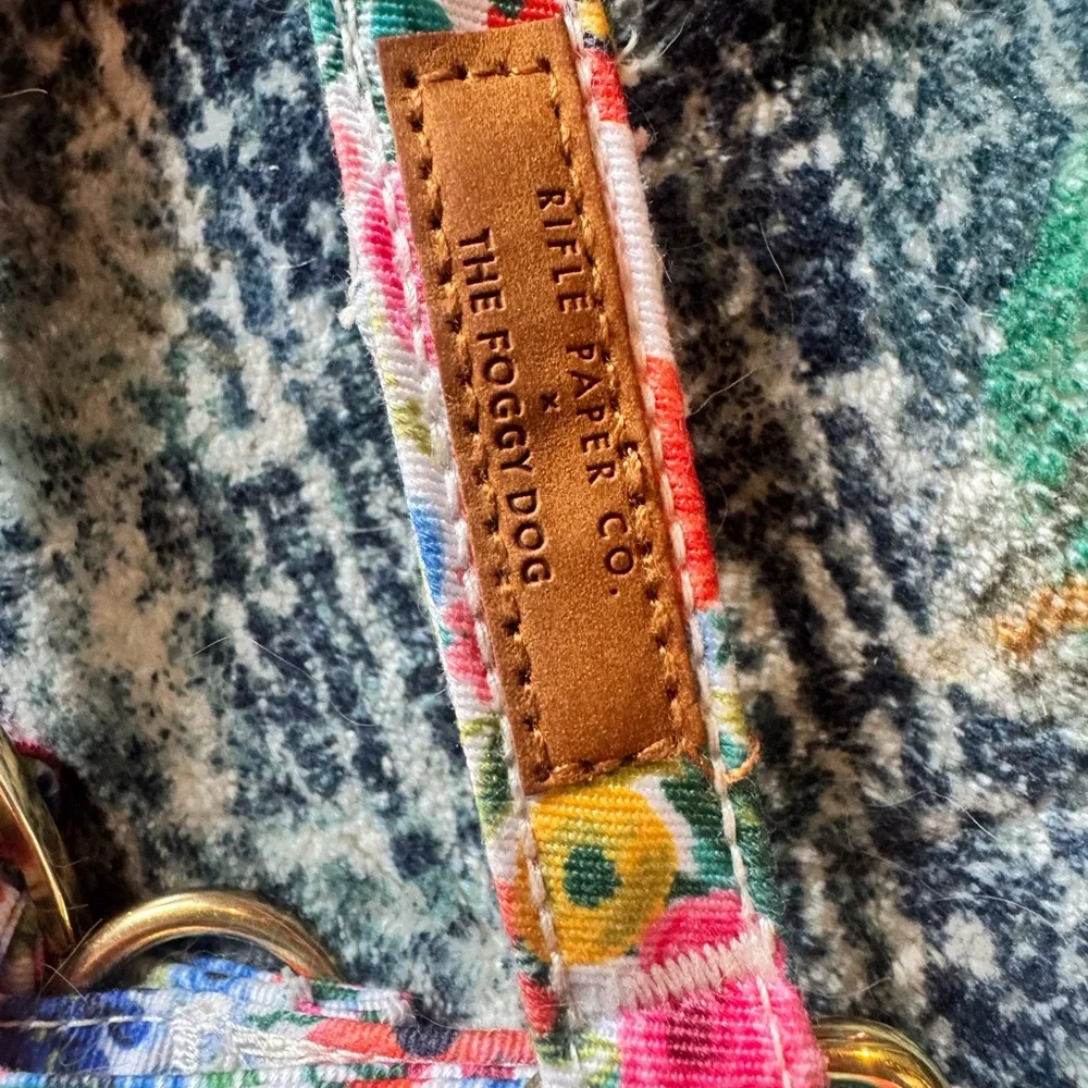 The Foggy Dog x Rifle Paper Co Floral Dog Harness with Gold Buckles XS